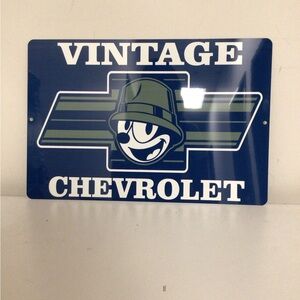 vintage chevrolet felix the cat blue metal tin sign